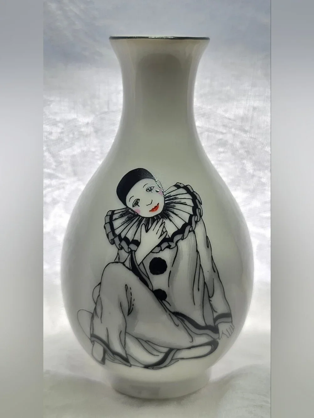 Sad Pierrot Clown Bud Vase